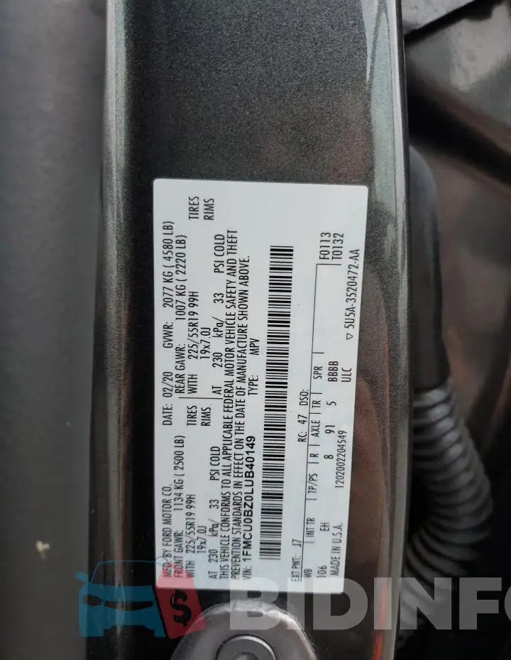 1FMCU0BZ0LUB40149 Photo# 13