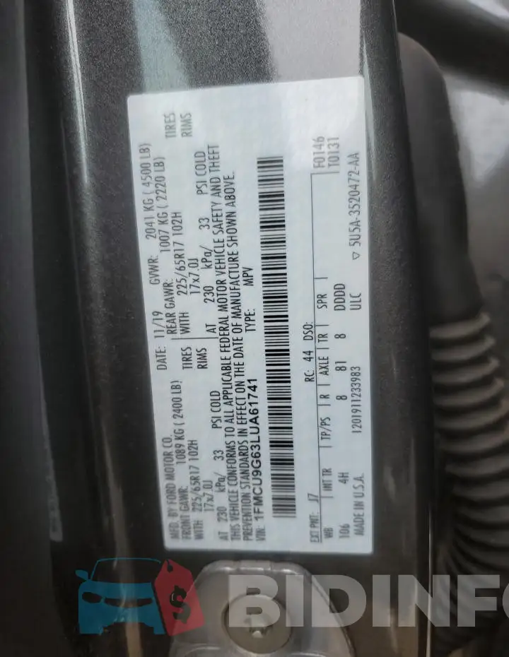 1FMCU9G63LUA61741 Photo# 13