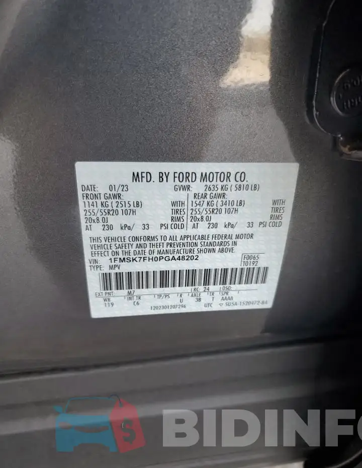 1FMSK7FH0PGA48202 Photo# 13