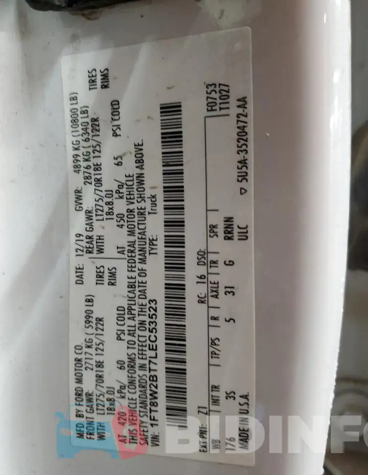 1FT8W2BT7LEC53523 Photo# 12