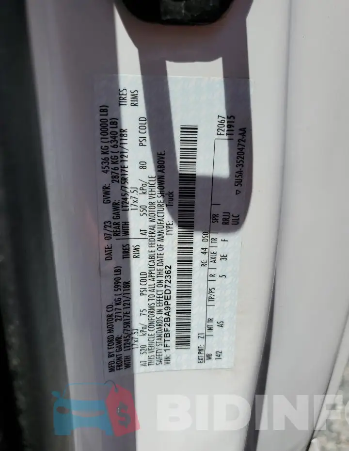 1FTBF2BA9PED72362 Photo# 12