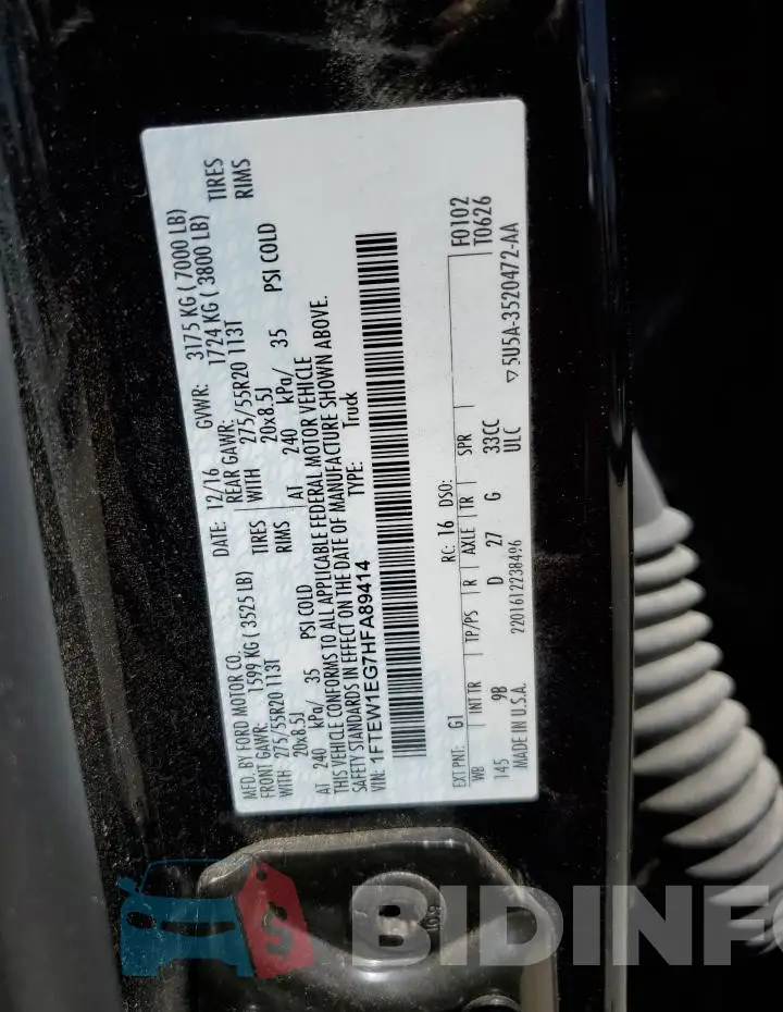 1FTEW1EG7HFA89414 Photo# 13