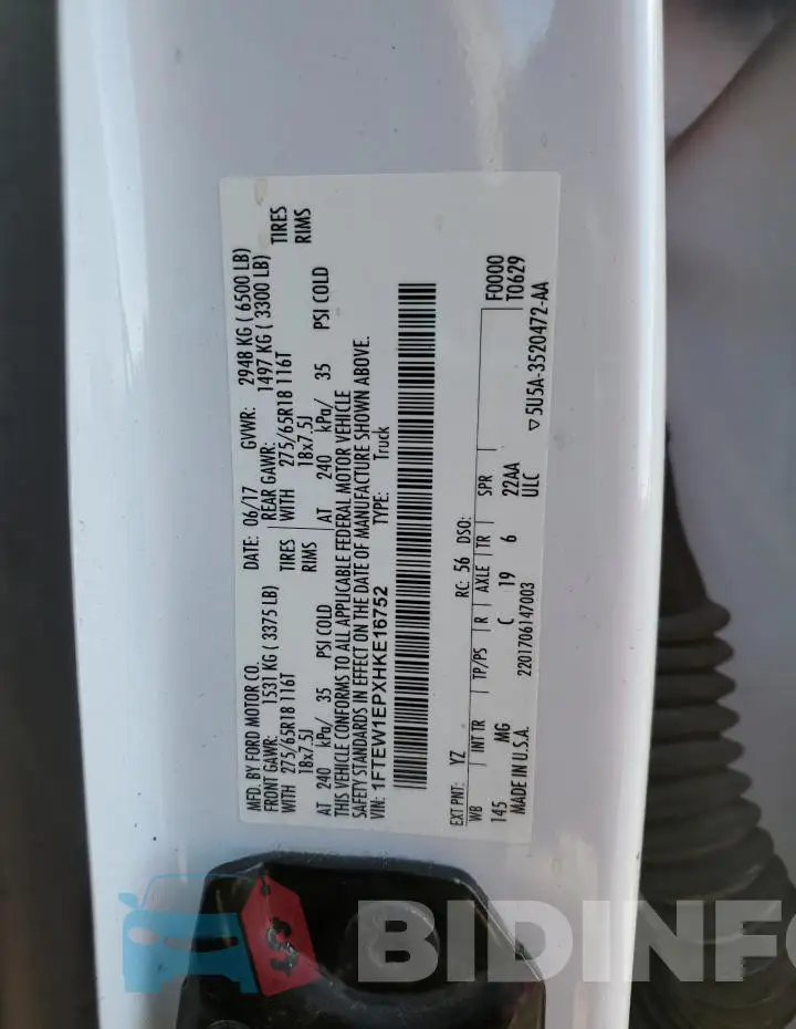 1FTEW1EPXHKE16752 Photo# 12