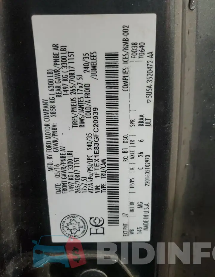 1FTEX1E83GFC20939 Photo# 13