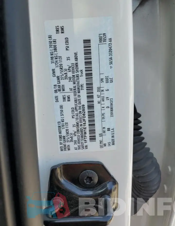 1FTFW1E18JFD82809 Photo# 12
