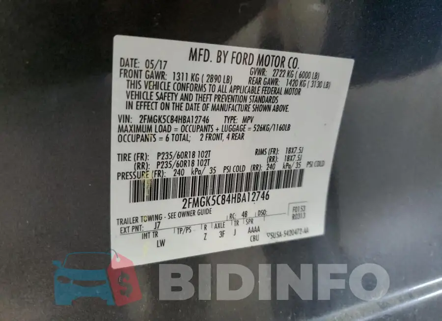 2FMGK5C84HBA12746 Photo# 13