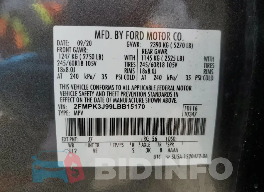 2FMPK3J99LBB15170 Photo# 12