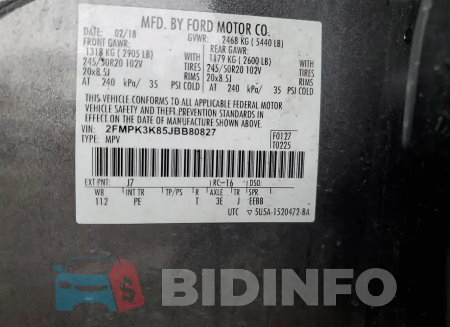 2FMPK3K85JBB80827 Photo# 13