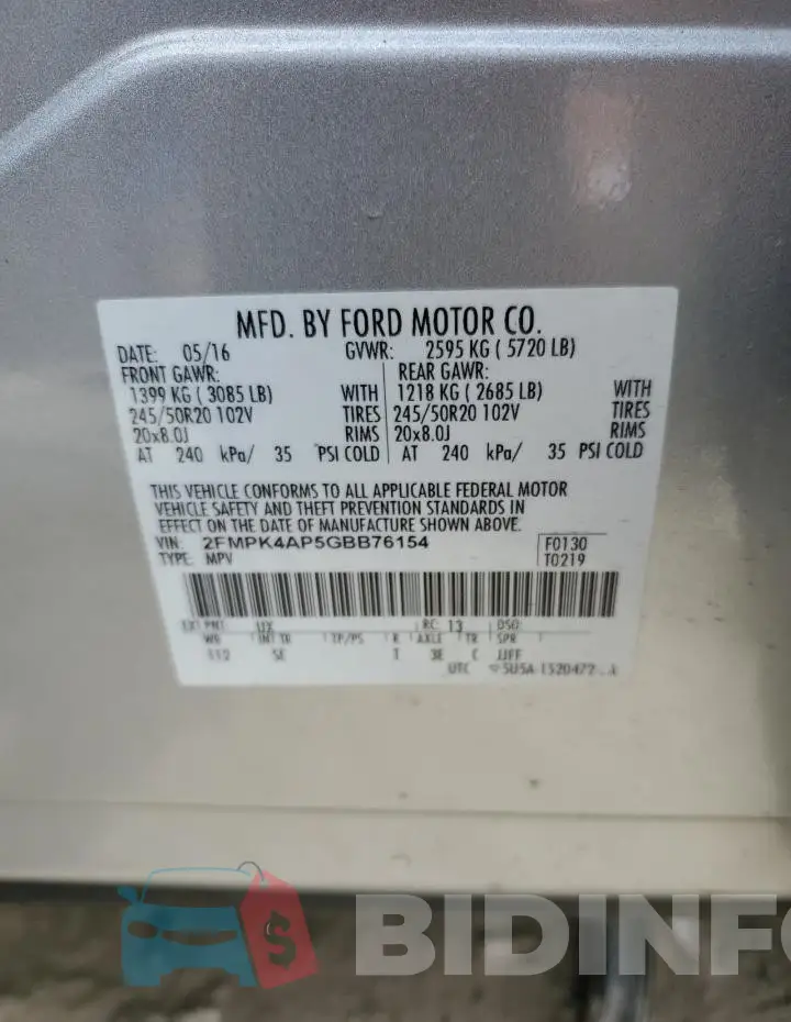 2FMPK4AP5GBB76154 Photo# 13