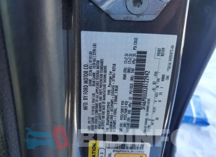 3FA6P0UUXJR122942 Photo# 13
