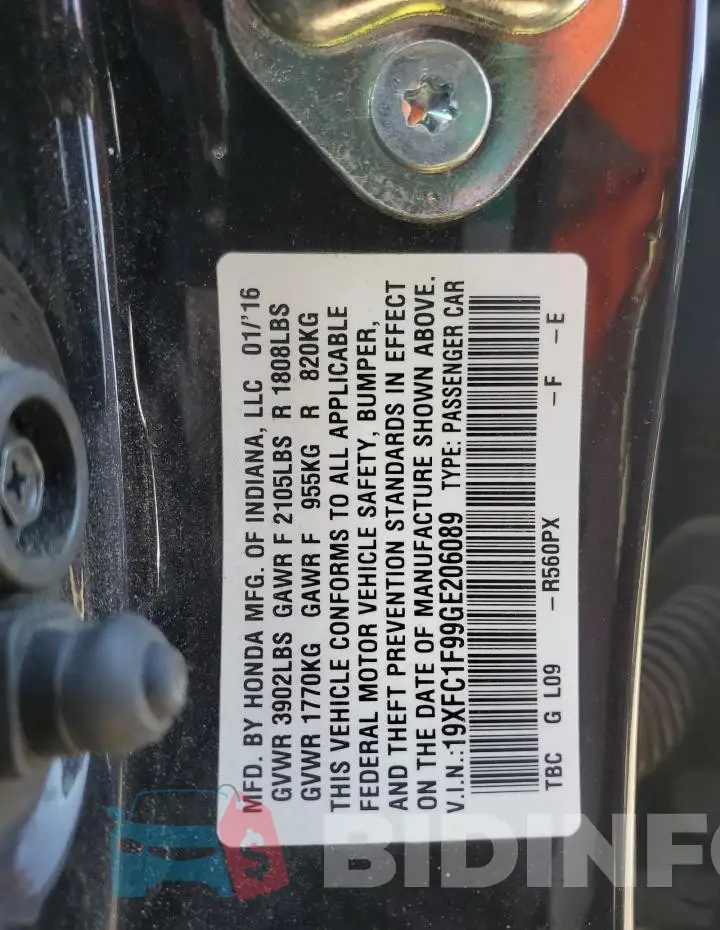 19XFC1F99GE206089 Photo# 12