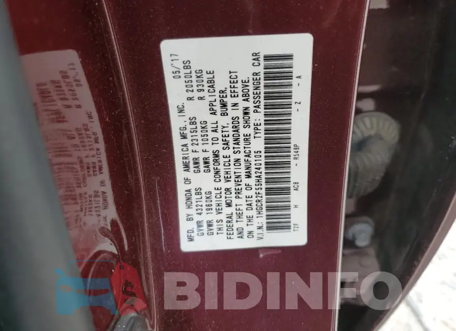 1HGCR2F55HA240105 Photo# 12