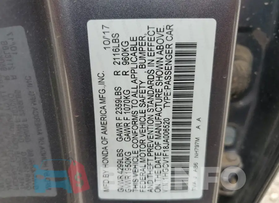1HGCV1F18JA006520 Photo# 12