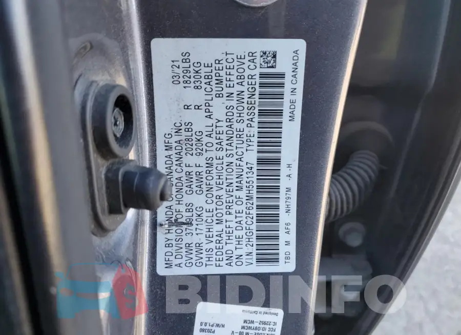 2HGFC2F62MH551347 Photo# 12