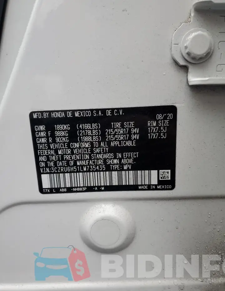 3CZRU6H51LM735435 Photo# 13