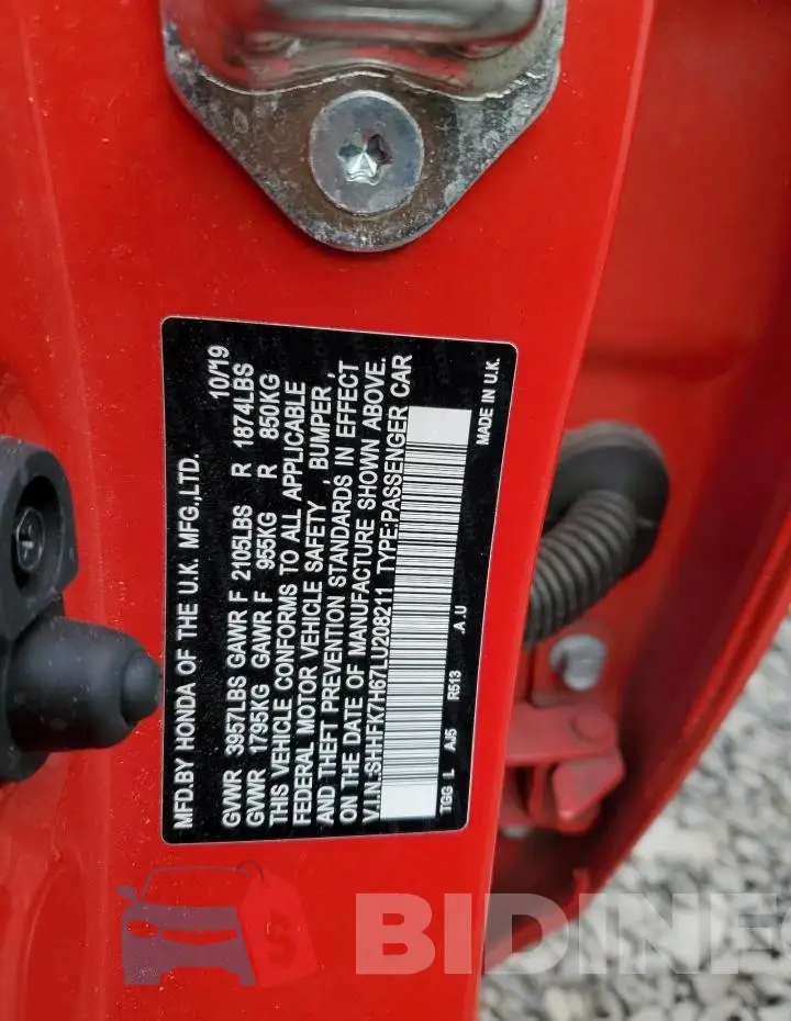 SHHFK7H67LU208211 Photo# 12