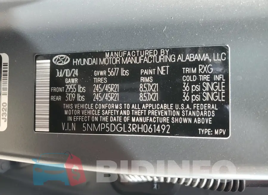 5NMP5DGL3RH061492 Photo# 13