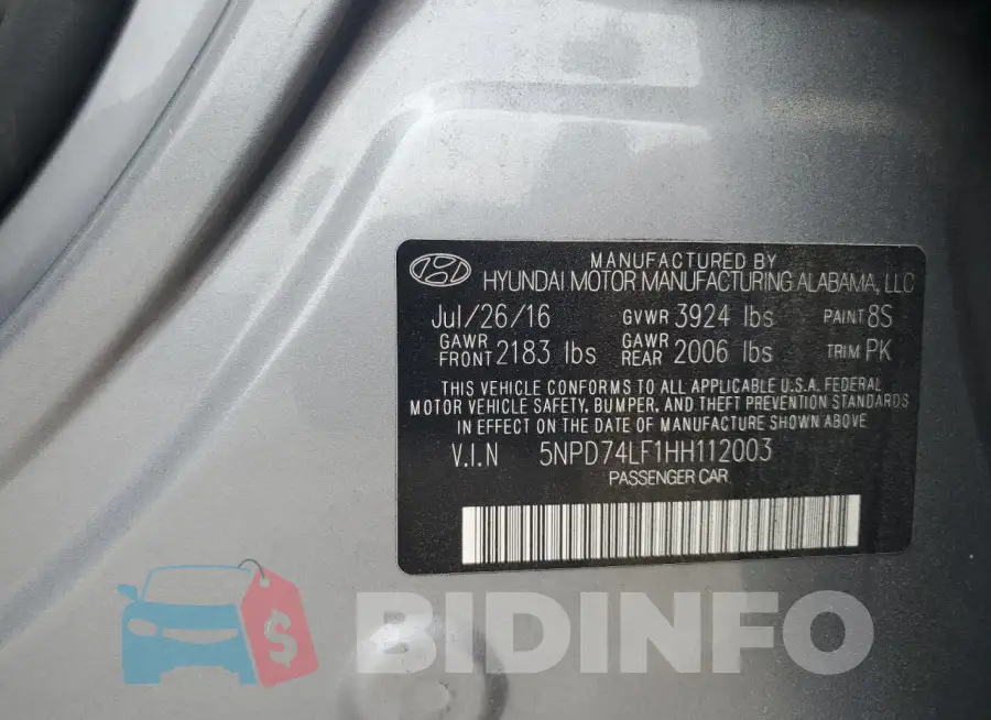 5NPD74LF1HH112003 Photo# 12