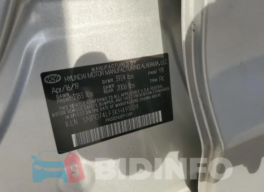 5NPD74LF3KH491609 Photo# 12