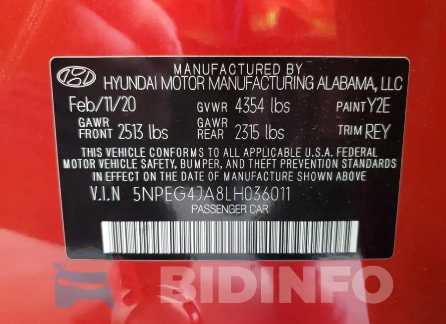 5NPEG4JA8LH036011 Photo# 12