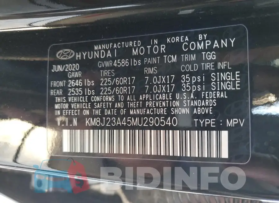 KM8J23A45MU290540 Photo# 13
