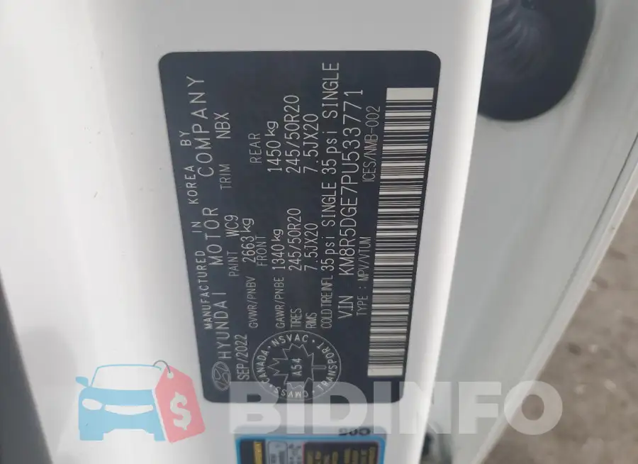 KM8R5DGE7PU533771 Photo# 13