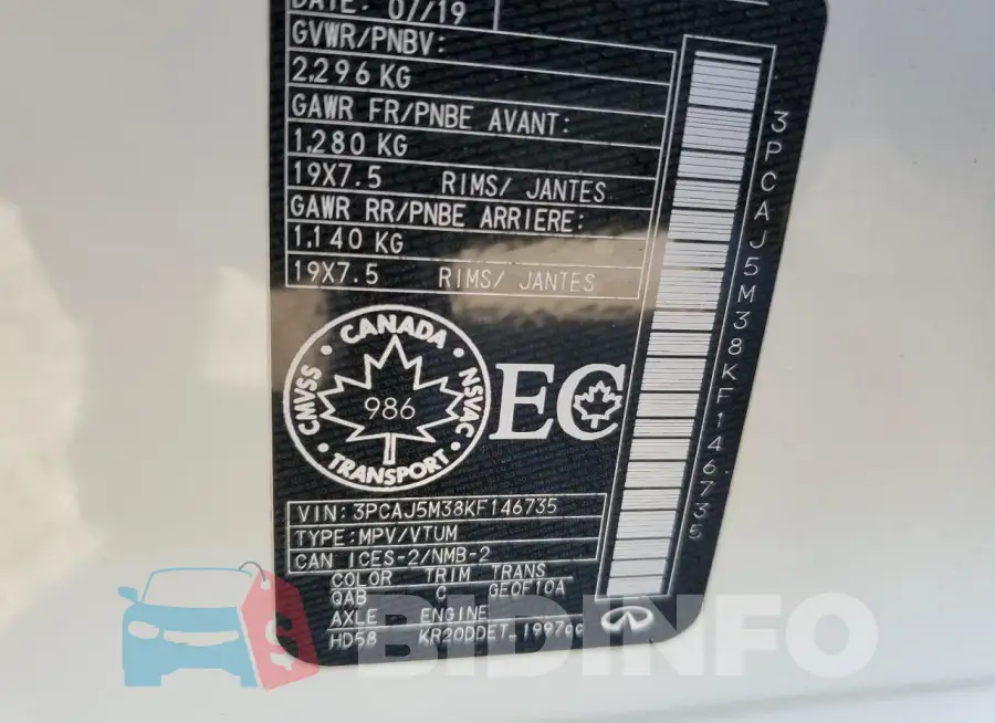 3PCAJ5M38KF146735 Photo# 13