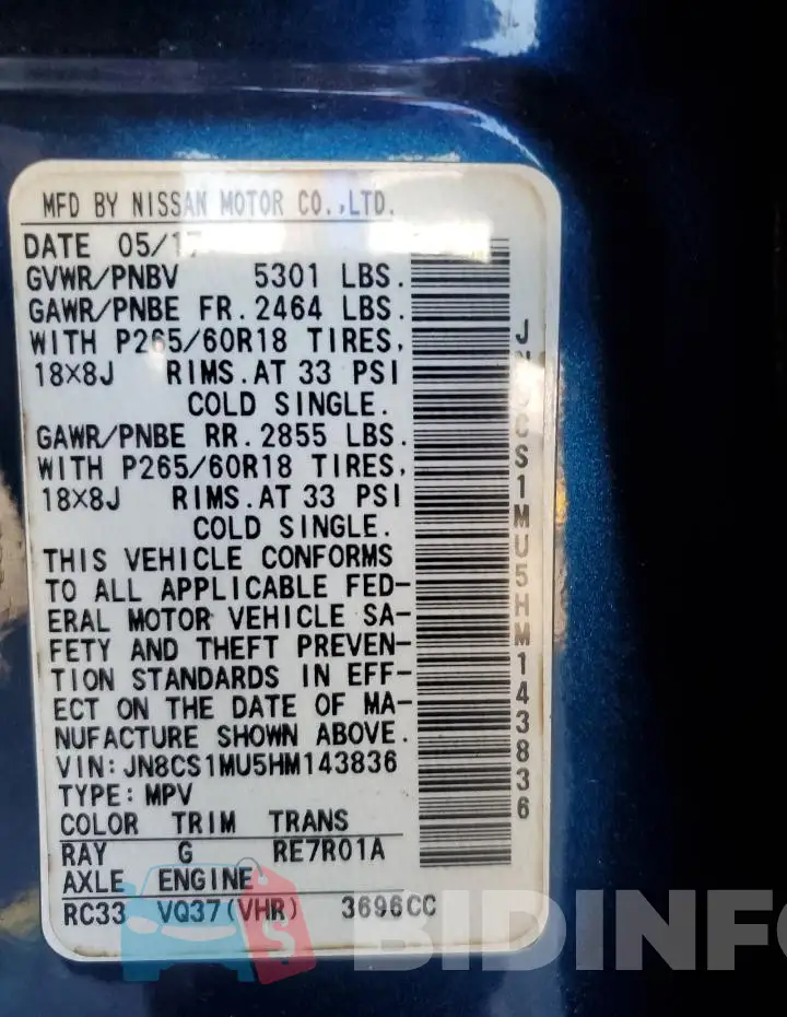 JN8CS1MU5HM143836 Photo# 13