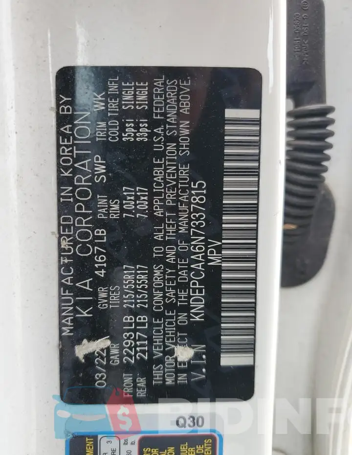KNDEPCAA6N7337815 Photo# 13