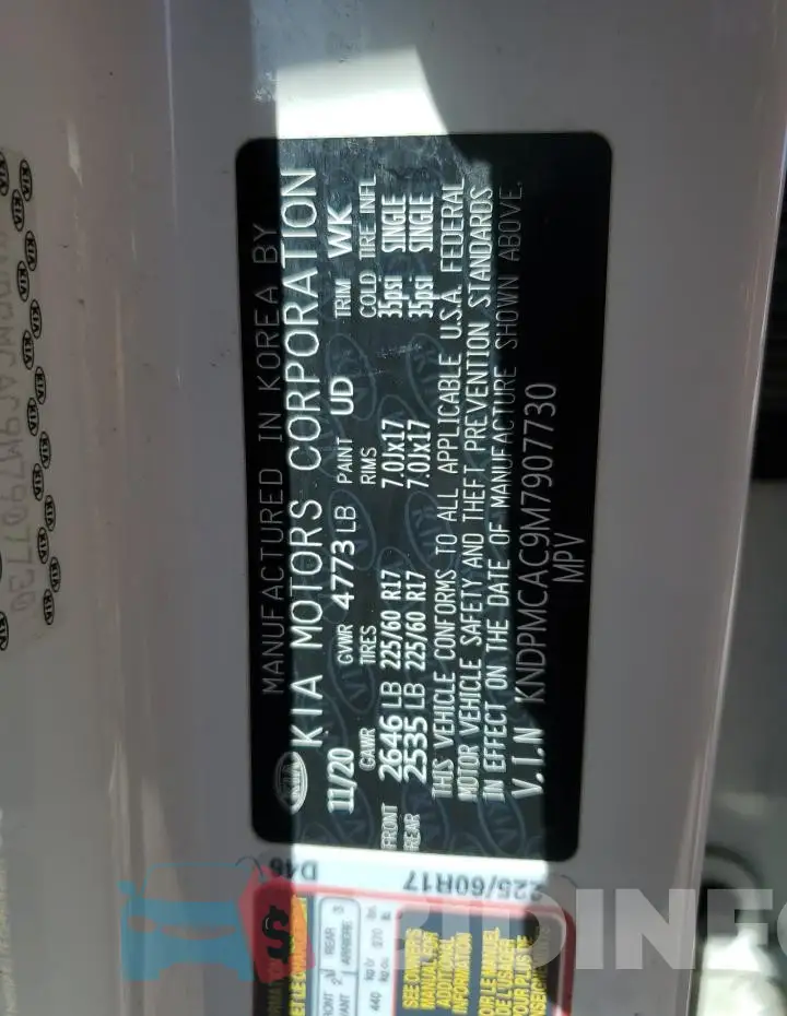 KNDPMCAC9M7907730 Photo# 12