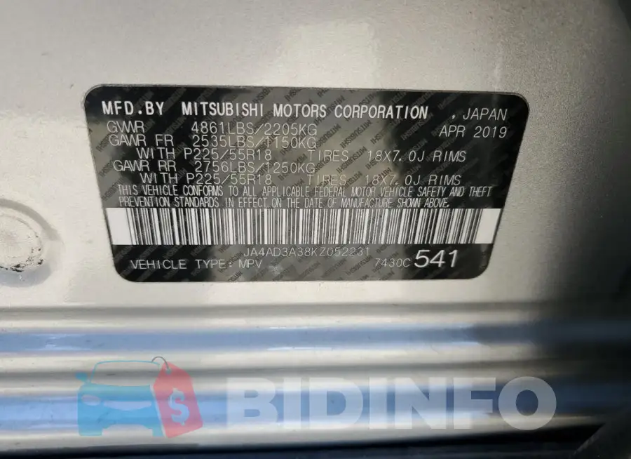 JA4AD3A38KZ052231 Photo# 13