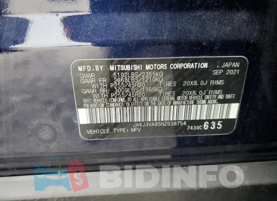 JA4J3VA85NZ038754 Photo# 12