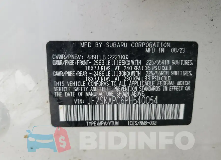 JF2SKAPC6PH540054 Photo# 13