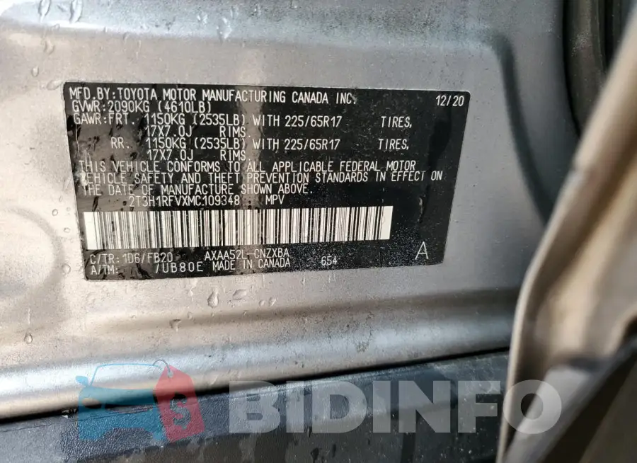 2T3H1RFVXMC109348 Photo# 13