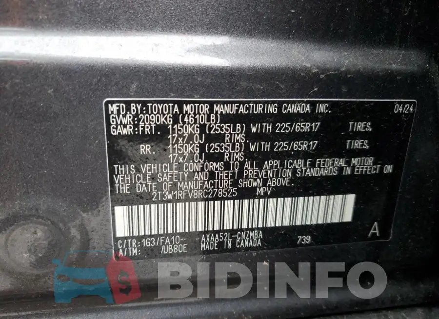 2T3W1RFV8RC278525 Photo# 13