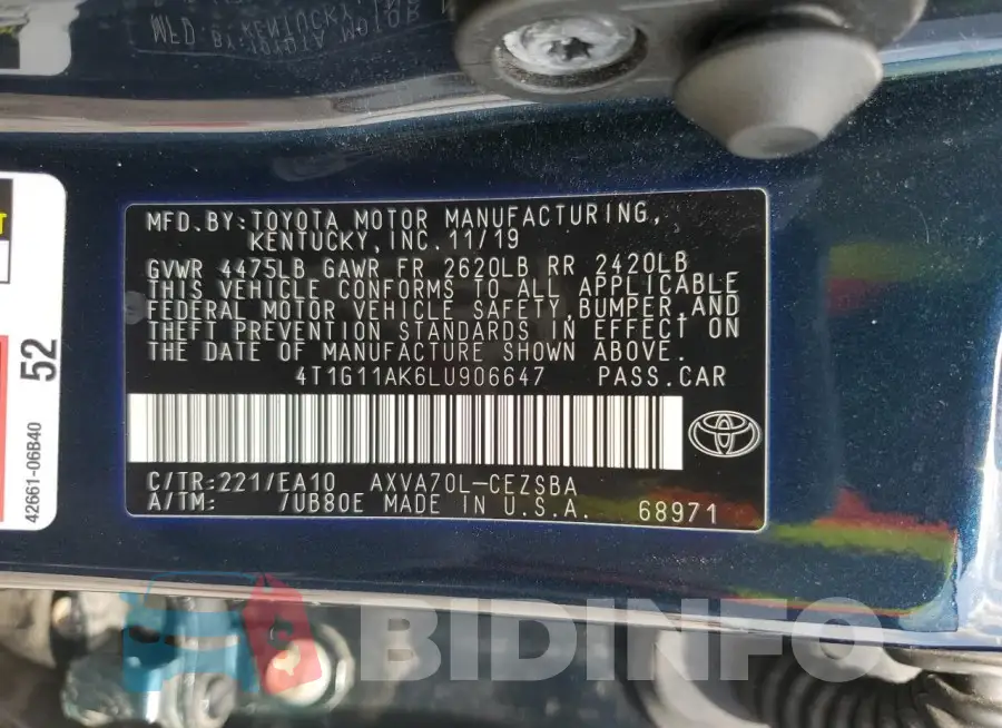 4T1G11AK6LU906647 Photo# 12