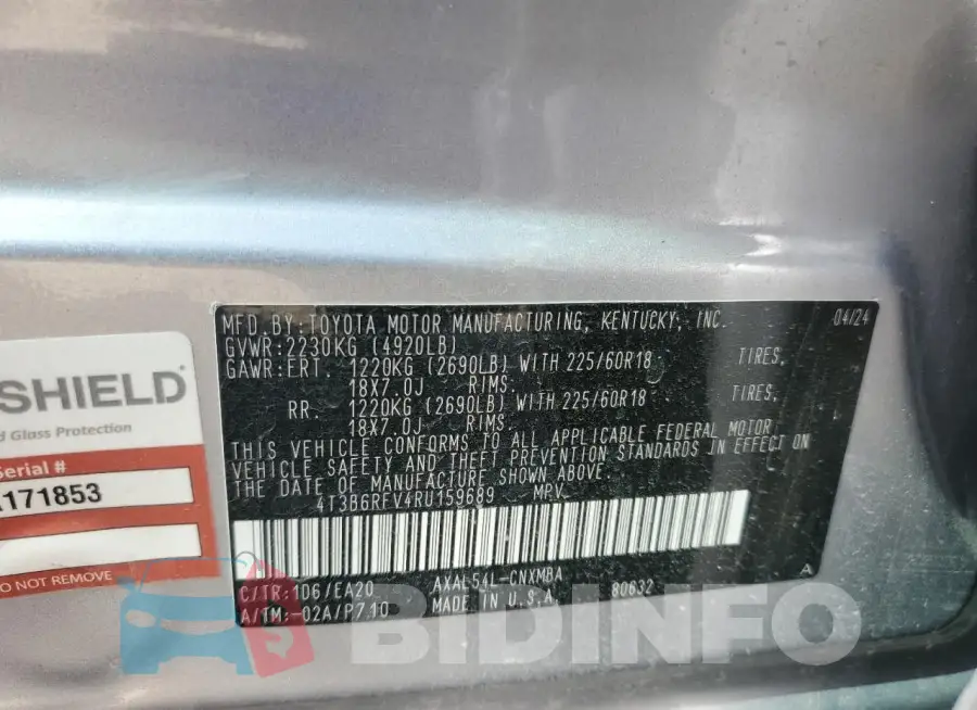 4T3B6RFV4RU159689 Photo# 13