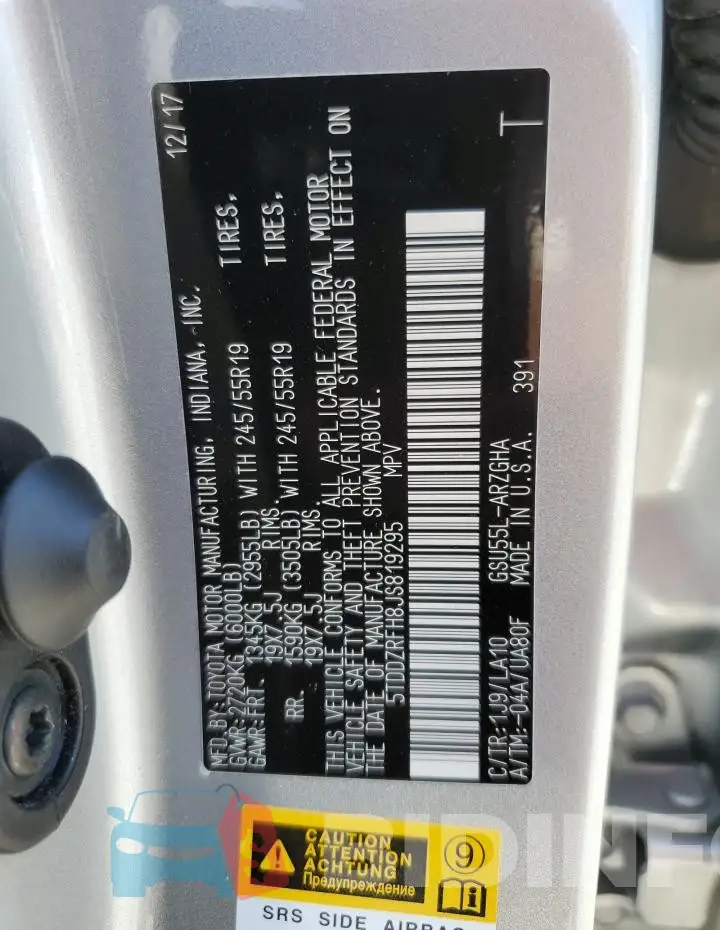 5TDDZRFH8JS819295 Photo# 13