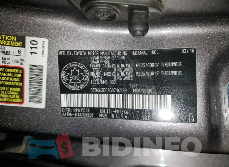 5TDKK3DC9GS710529 Photo# 13