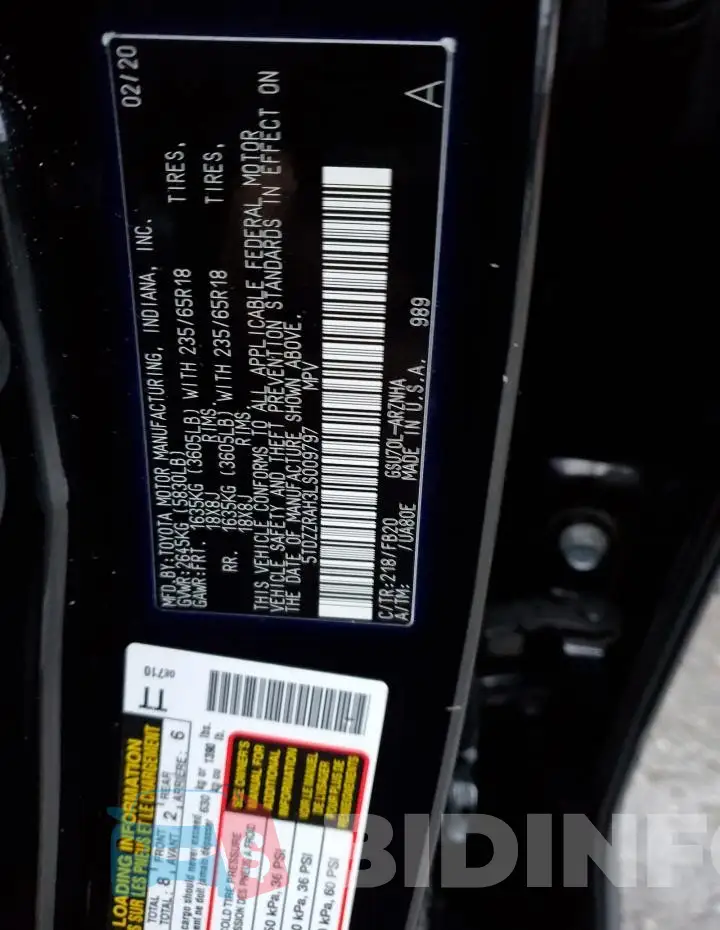 5TDZZRAH3LS009797 Photo# 13