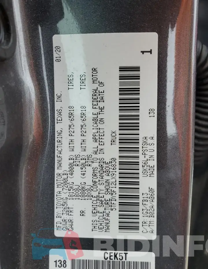 5TFDY5F12LX916830 Photo# 13