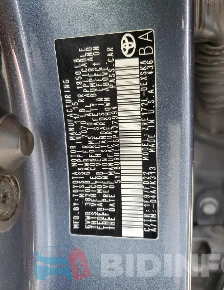 5YFBURHEXGP427994 Photo# 12