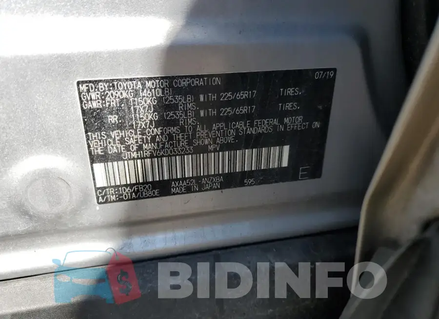JTMH1RFV6KD033233 Photo# 13