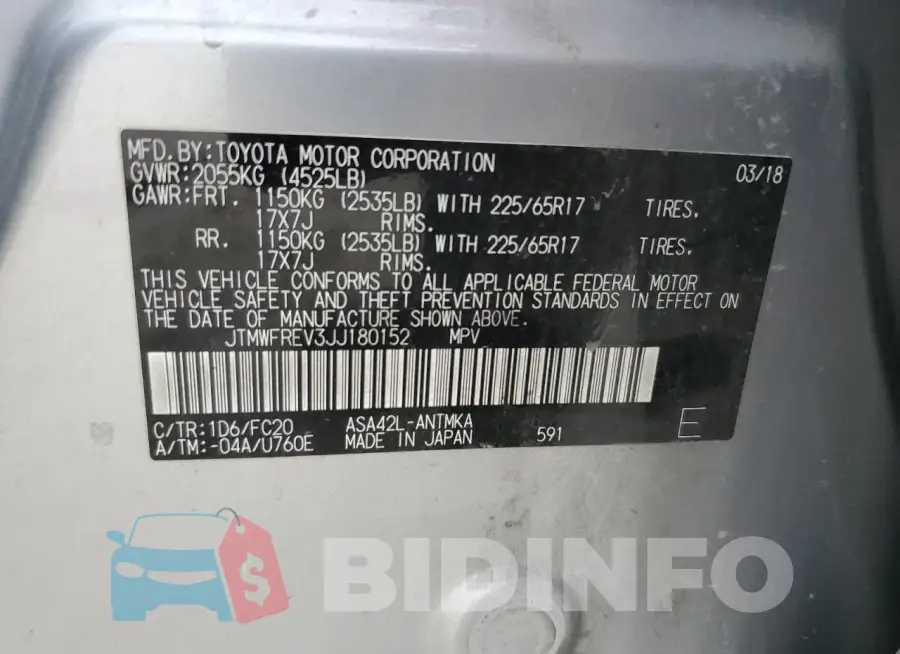 JTMWFREV3JJ180152 Photo# 13