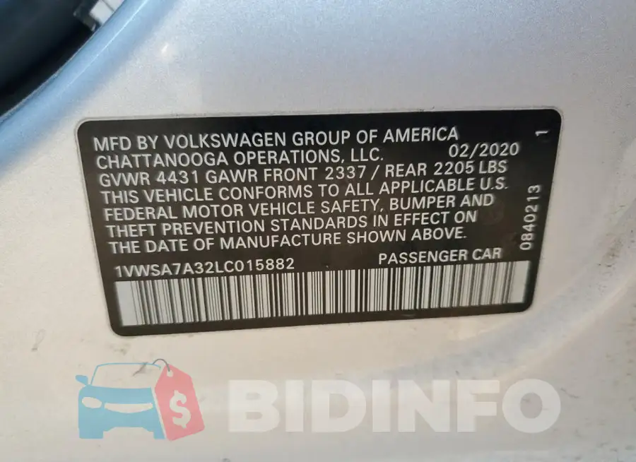 1VWSA7A32LC015882 Photo# 12