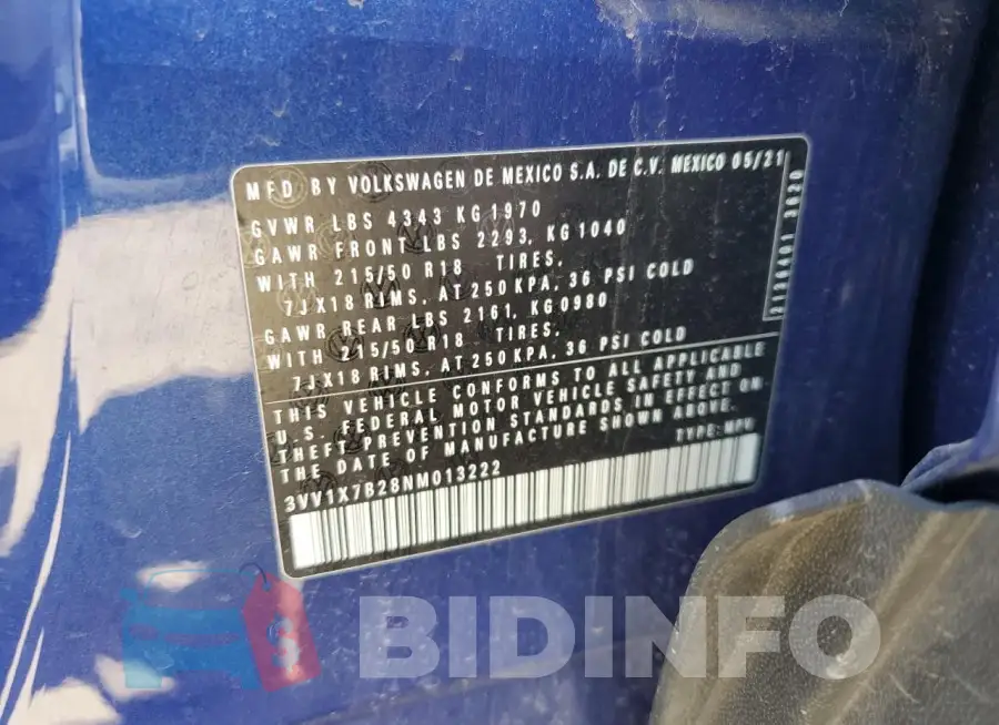 3VV1X7B28NM013222 Photo# 14