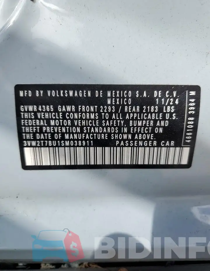 3VW2T7BU1SM038911 Photo# 12
