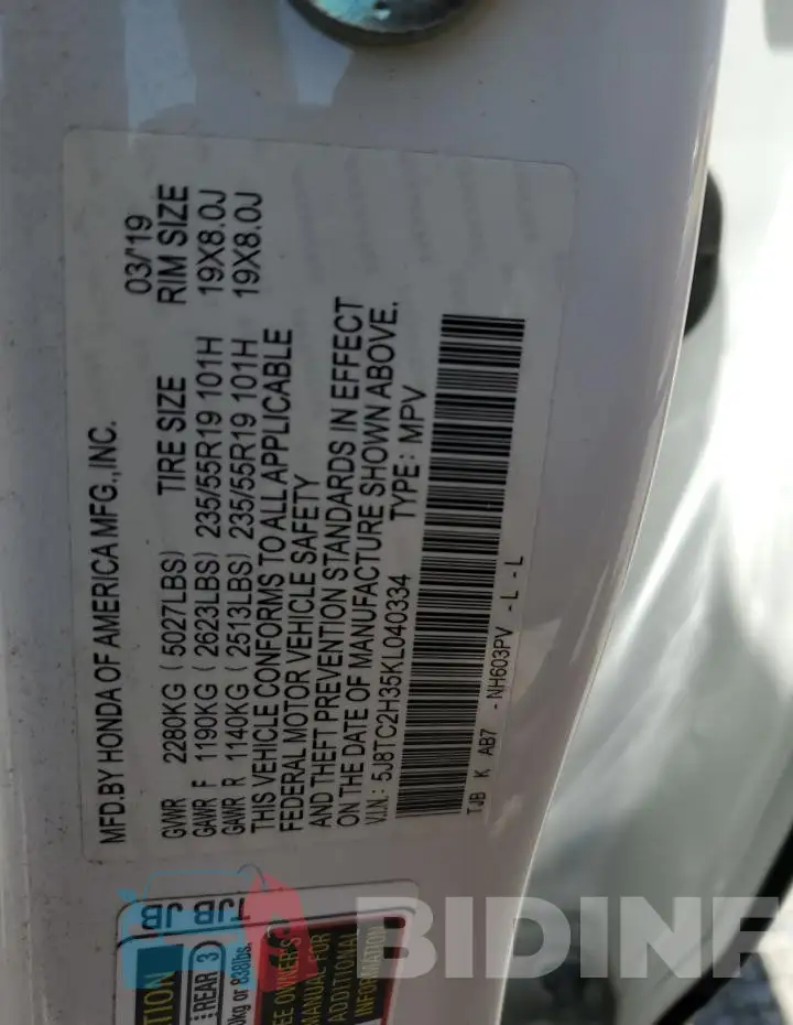 5J8TC2H35KL040334 Photo# 14