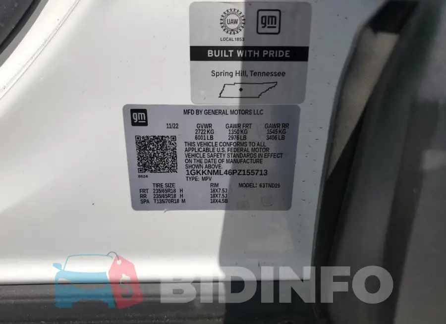 1GKKNML46PZ155713 Photo# 14