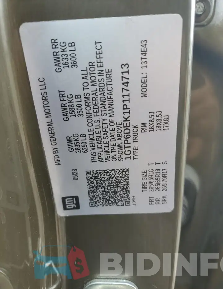 1GTP6DEK1P1174713 Photo# 13